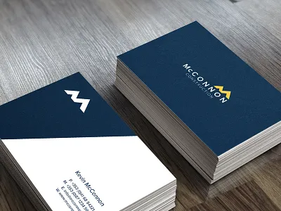 McConnon Construction - Cards blue brand branding business cards card construction logo yellow