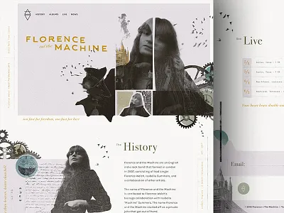 Florence + the Machine Website collage florence and the machine montage music uta web web design website
