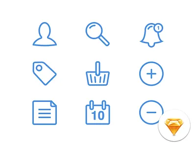Morning UI #002 - Morning Icons add button calendar cart date document icons notification search tag user vector