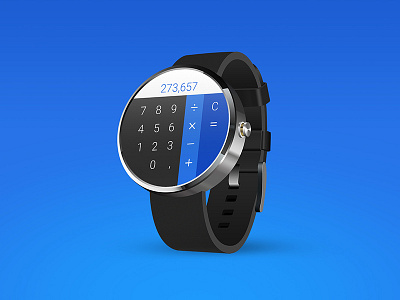 Daily UI 004 - Calculator android wear app blue calculator daily ui dailyui indigo watch