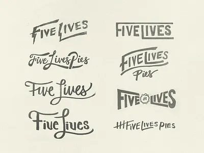 Five Lives Pies Sketches branding concept identity lettering logo logotype sketch typography