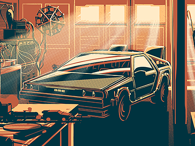 Desk of Dr. Brown back to the future delorean doc brown marty movie poster print