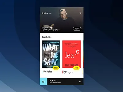 Bookstore Screen books bookstore library ui ux