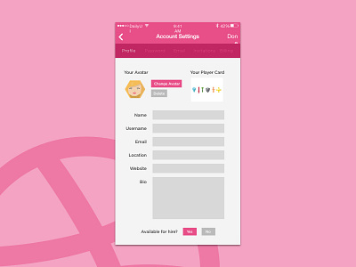 Dribbble Account Settings 007 007 account brand branding daily ui dribbble iphone settings ui user interface