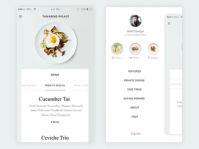 Fresh Cuisine Mock up about cuisine dining food freshcuisine help menu reward sidemenu table ui