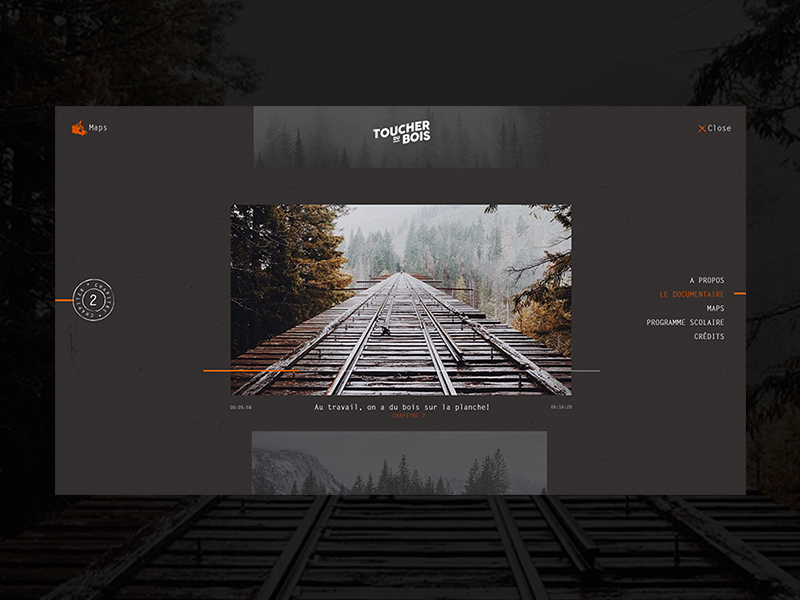 Toucher du Bois Menu design documentary identity interactive logo minimal ui ux