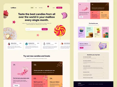 Lollibox design dribbble graphic design home illustration landing page pricing product designer shot subscription testimonials ui ui designer ux ux designer vector webdesign