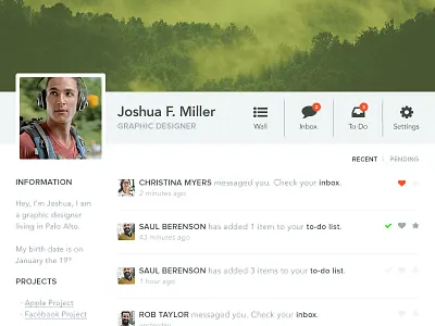 Day 6 — User Profile 006 clean crisp dailyui flat minimal ui user profile ux
