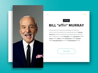 Daily UI - Day 6: User Profile bill murray card daily dailyui design profile ui user user profile 006