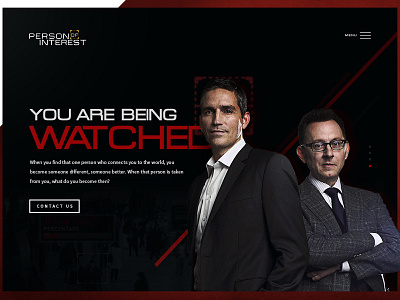 Daily UI 003 - Landing Page 003 banner dailyui dark design landing page minimal modern person of interest practice red ui