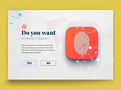 Do you want to protect your id ? app deisgn fingerprint icon no popup web world yes