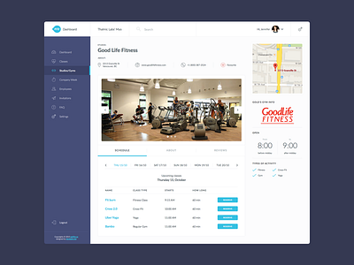 FITZ Studio Profile Dashboard clean dashboard fitz flat profile schedule studio ui