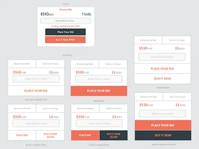 Bidding Card - UX Mockup auction bidding domains ui design ux design web design