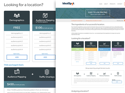 Product Page Final idealspot packages pricing product page products template