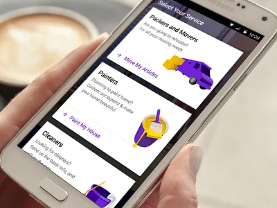 Select Your Service android card cards cleaners google housing housing.com illustration movers packers service simple