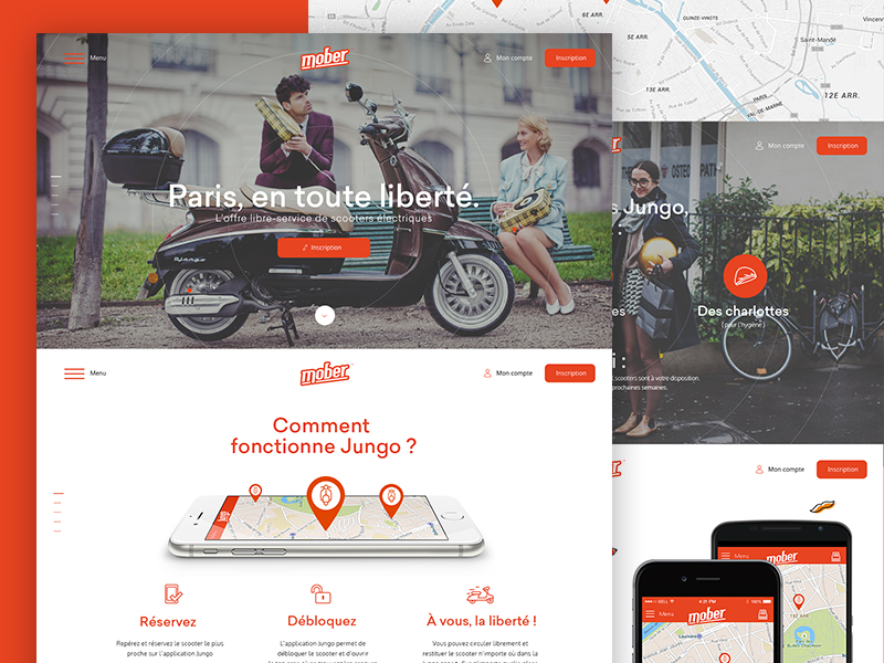 Mober HomePage app design identity logo logotype minimal onepage ui ux vintage web webdesign