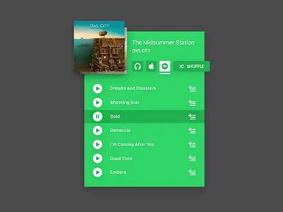 Album Card apple card design flat green music player spotify ui