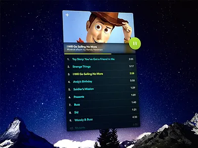 Daily UI: Day 9 - Music Player dailyui disney midi mp3 music player toy story ui woody