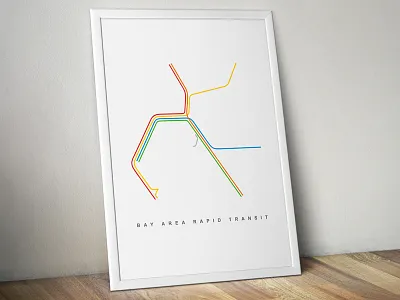 San Francisco BART Map Poster bart bay area illustration map oakland poster public san francisco train transit transportation