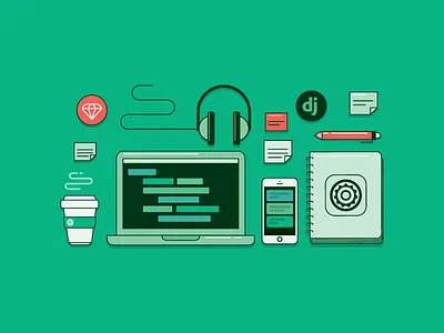 Tools :) coffee design flat illustration iphone koombea macbook tools