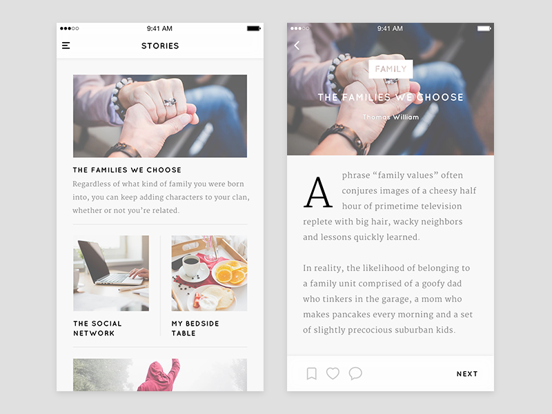 Blog App User Interface blog clean minimal mobile ui ux