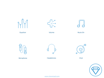 Audio Icons Set (Sketch) audio icon logo music set share sketch ui ux