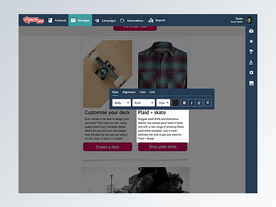 Drag & Drop Editor: On-canvas editing drag and drop editor email marketing product ui user interface ux