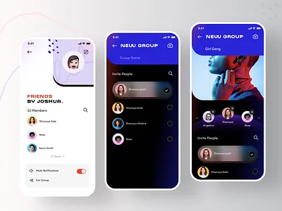 Group+New Group (Shako App) 3d app branding figma graphic design group illustration image invite neel notification photo prakhar profile search sharma social ui users ux