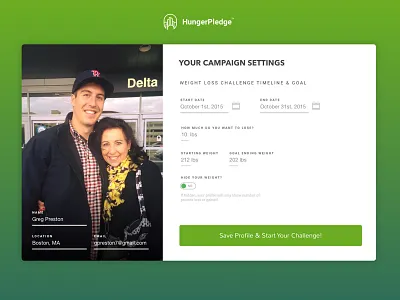 007 - Settings daily ui dailyui donation hunger pledge pledge profile ui user profile