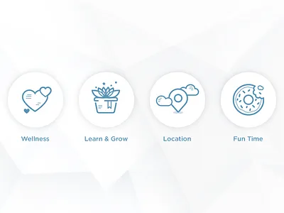 Team Page Icons donut fun grow heart ice icons learn location plant stroke team wellness
