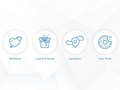 Team Page Icons donut fun grow heart ice icons learn location plant stroke team wellness