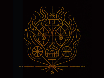 Flaming decorative eyes fire flames halloween line work skull texture