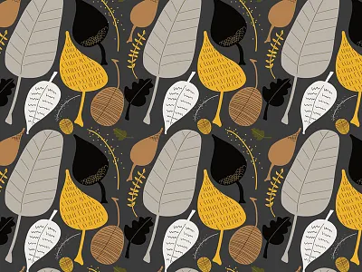 Autumnal Grace autumn doodle fall illustration illustrator leaves pattern surface design