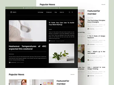 Megizine - Article Landing Page #Animation app article design fresh green interaction landing page layout news ui uiux ux website