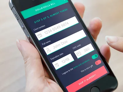 Daily UI #002: Credit card check-out button clean daily flat form input minimal radiobuttons sign toggle ui up