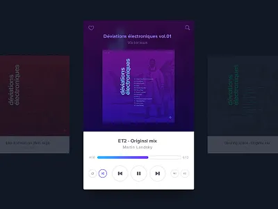 Daily UI 009 - Music Player blue card daily ui dailyui minimal music player purple