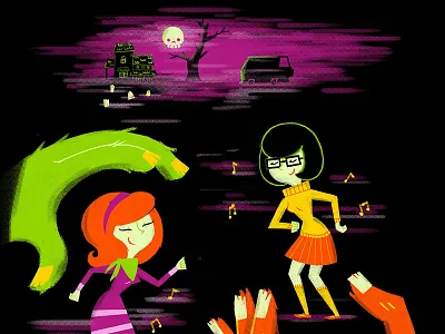 The Chase Scene goons illustration monsters mystery machine scooby doo