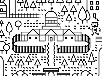 State Capitol black buildings capitol denver draft fathom kevinmoran robot trees white