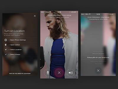 Carbon : Concierge app call carbon concierge ios iphone location settings valet