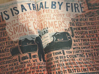 TX Monthly YETI BBQ Ad bbq design handcrafted type magazine ad print texas monthly typography woodcut yeti