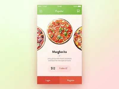 Choose a pizza app food ios pizza round select shop slider warm