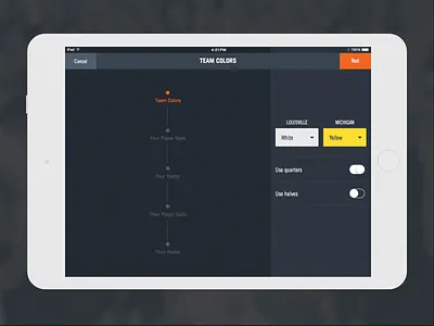 iPad Basketball Game Setup basketball basketball stats hudl opponent tracking playback controls possession stats tagging team colors timeline