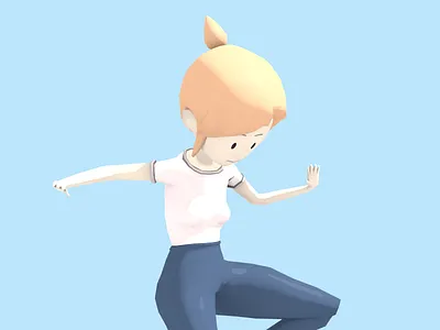 Jen 3d 3d modeling blender character female game low poly modeling pose
