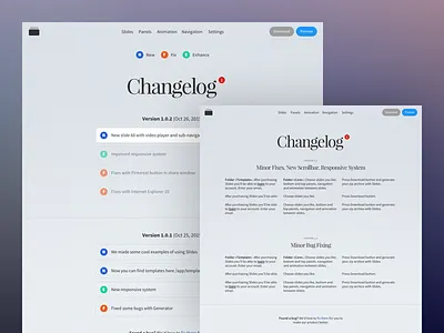Slides Changelog WIP changelog page slides update ux