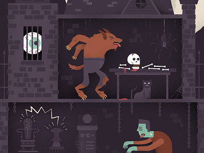 Halloween Poster frankenstein halloween illustration poster pumpkin spider witch wolfman