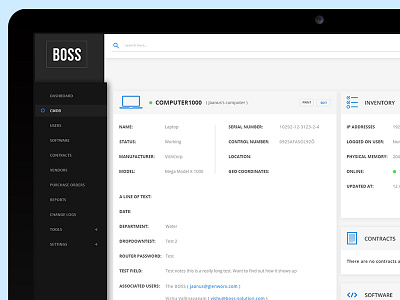 Dashboard CMS / BOSS blue dashboard flat fluid orange