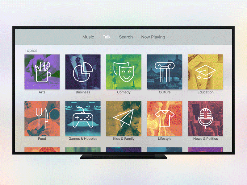 Mixcloud for Apple TV app apple apple tv audio mixcloud music screen television tv tvos ui