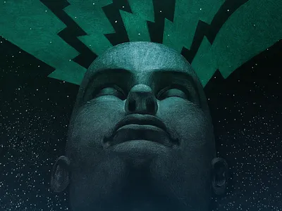 Divergent Thinking artwork blue competiton head lettering man pencils script shopify stars traditional