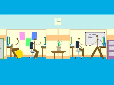 Working Hard explainer motion office productivity stick figure vector video work