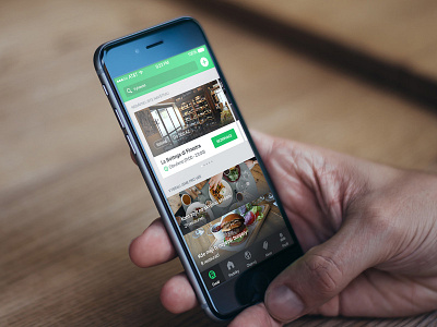 Home screen clean gray green ios restaurants restu simple white